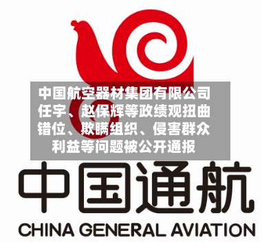 中国航空器材集团有限公司任宇、赵保辉等政绩观扭曲错位、欺瞒组织	、侵害群众利益等问题被公开通报-第2张图片