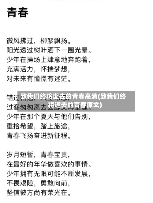 致我们终将逝去的青春高清(致我们终将逝去的青春原文)-第3张图片