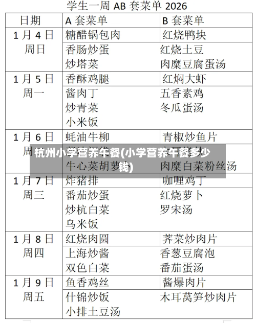 杭州小学营养午餐(小学营养午餐多少钱)