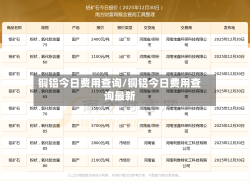铜铝今日费用查询/铜铝今日费用查询最新